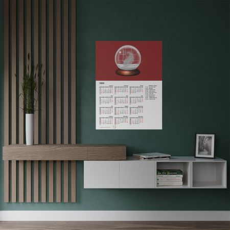 2026 Snow Globe Calendar Poster — Satin 300gsm