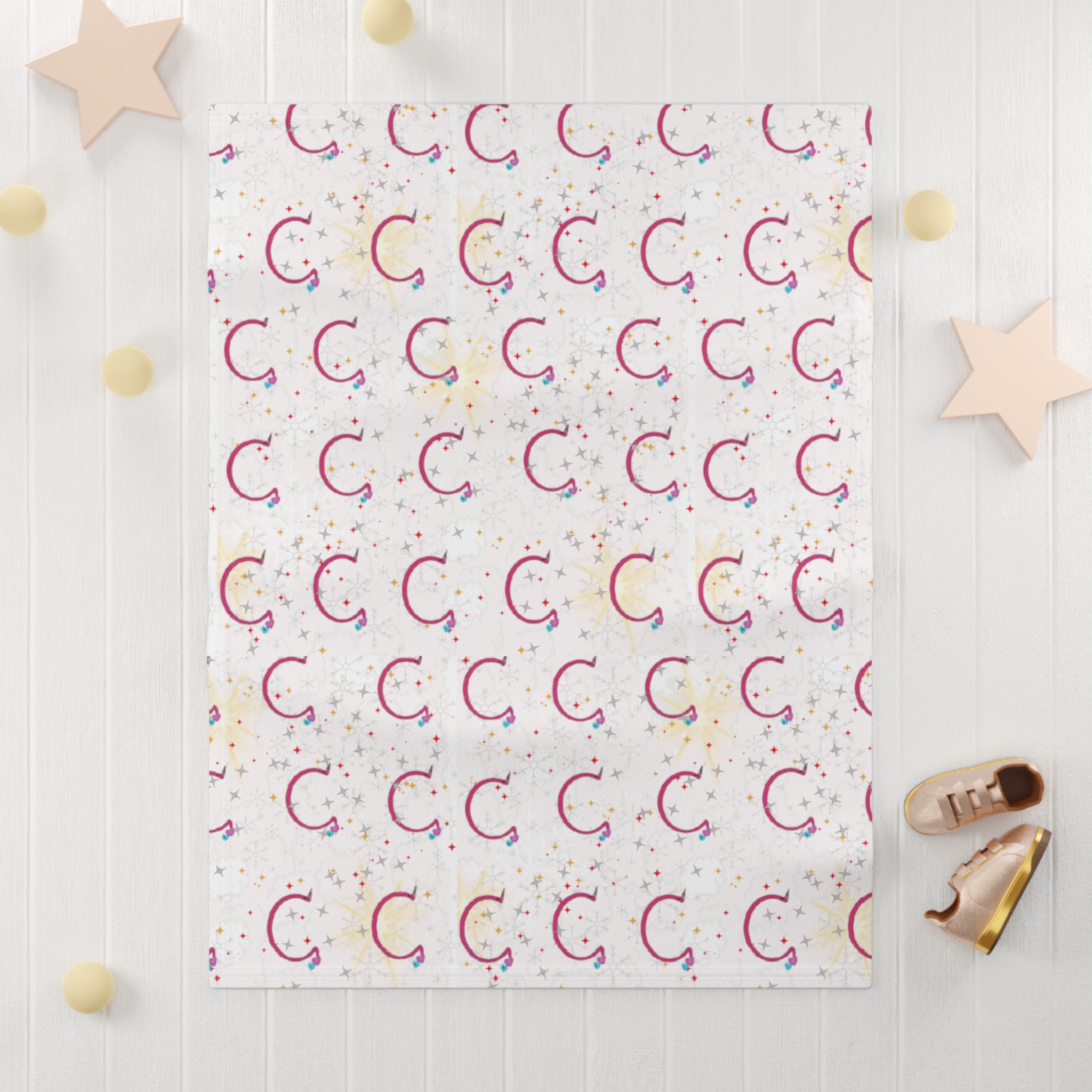 Unicorn Cloud & Stars Pattern -Soft Fleece Baby Blanket - Image 4