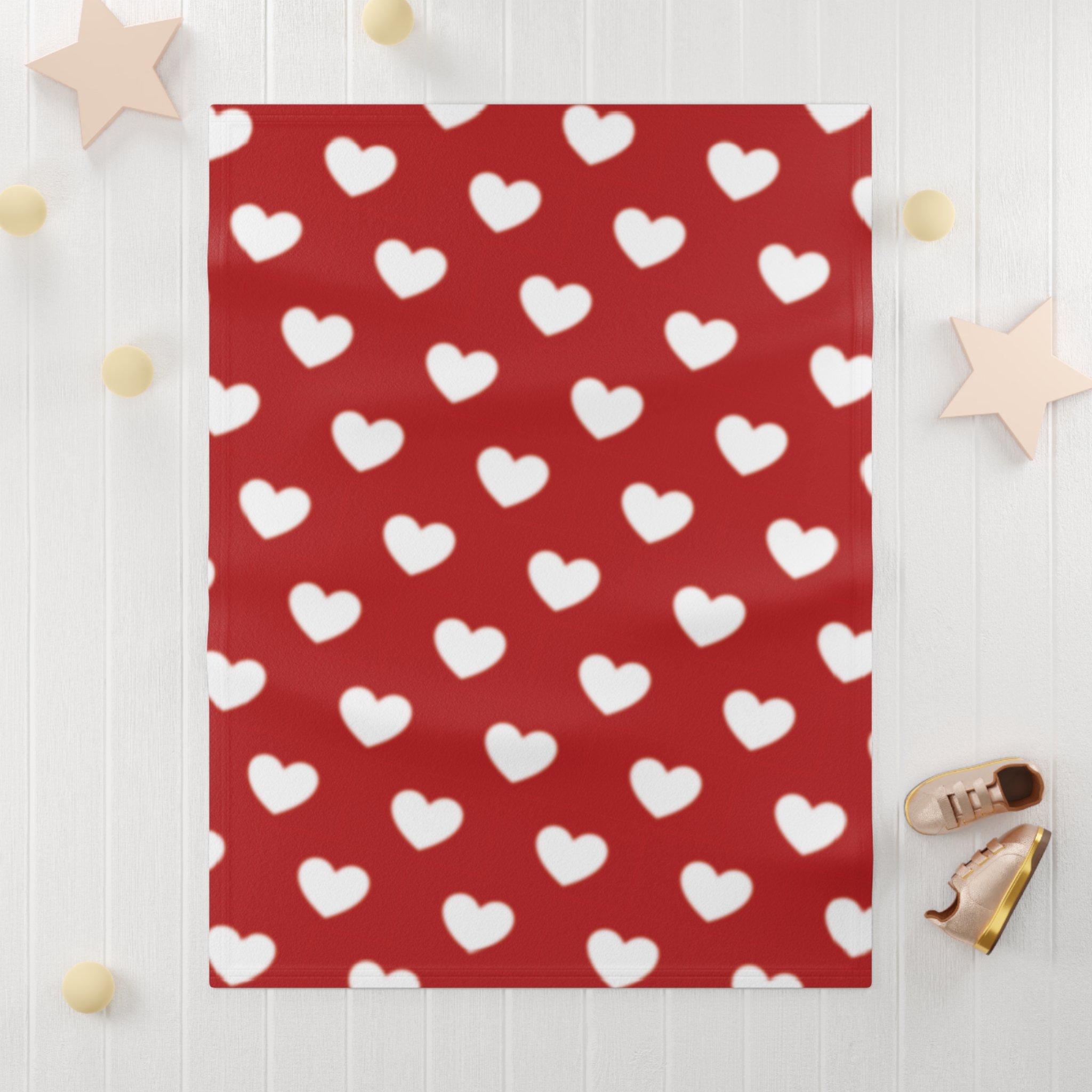 Heart Prints Red) Soft Fleece Baby Blankets - Image 4