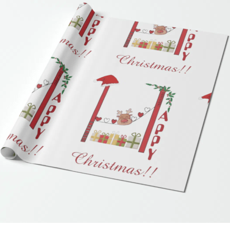(I) Happy Christmas White- Paper Roll -12