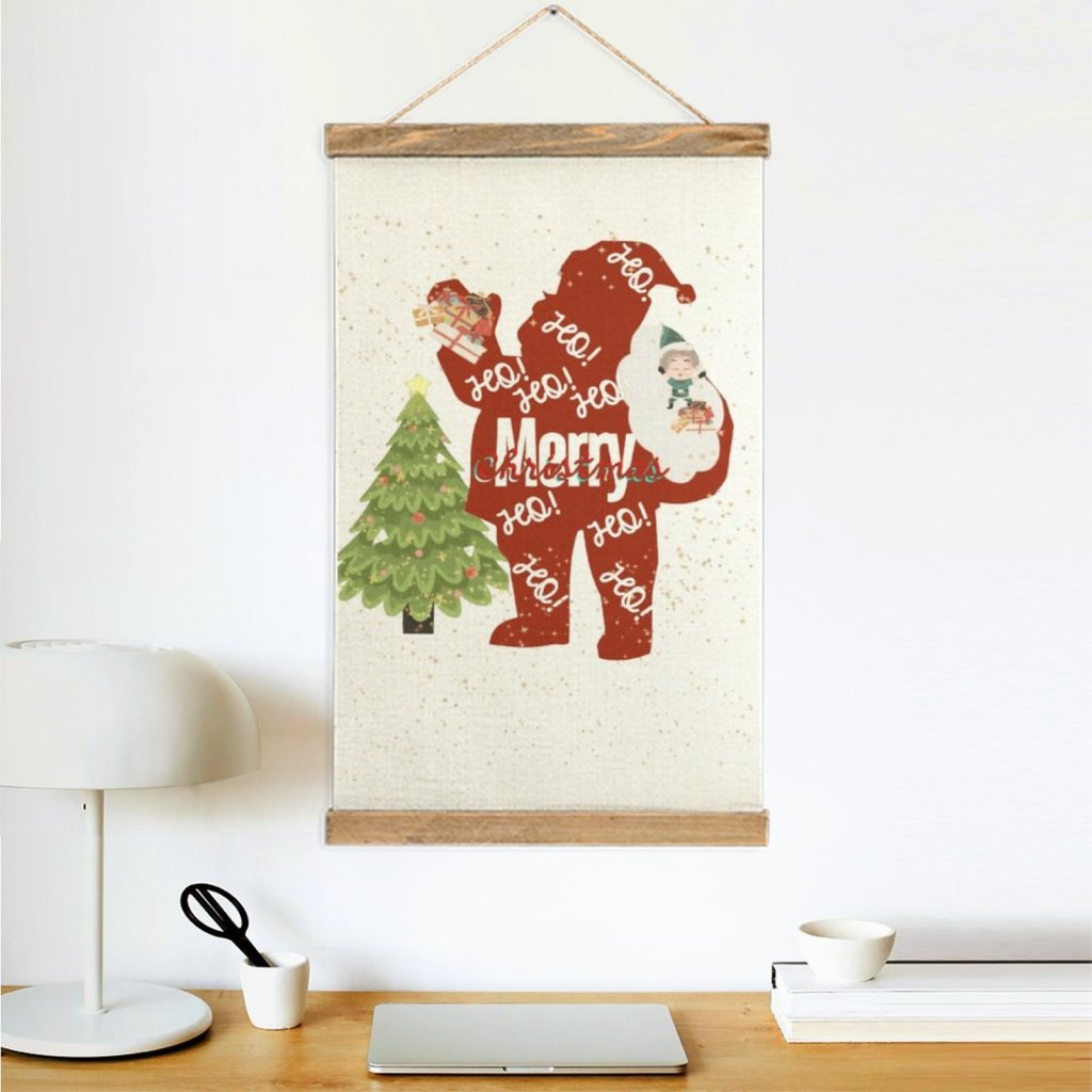 Santa is Home - V2 Framed Flax Wall Decor