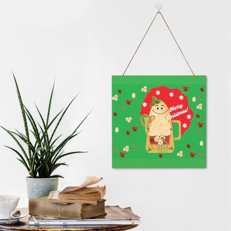 Christmas Gift Series - 08 Square Wood Wall Decor Hanging Sign-12"x12"/30x30cm