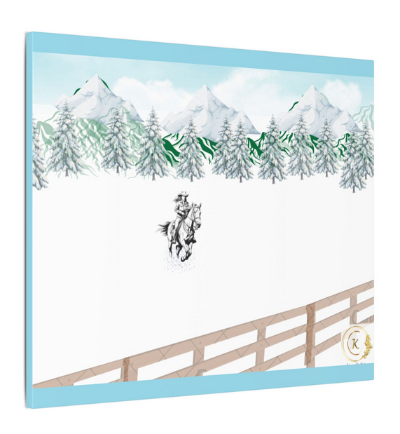 Winter Horse and the solo rider Canvas Print - Image 4