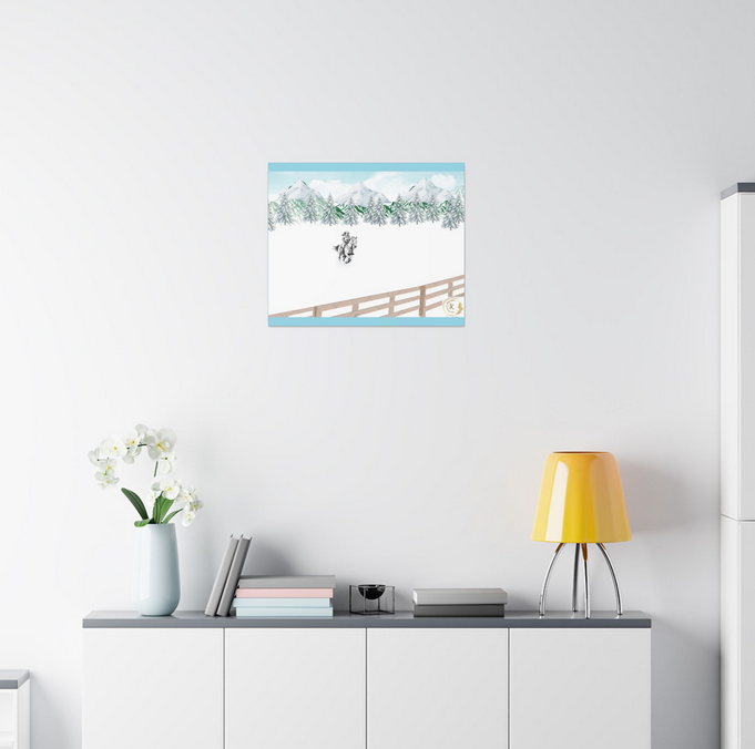 Winter Horse and the solo rider Canvas Print - Image 3
