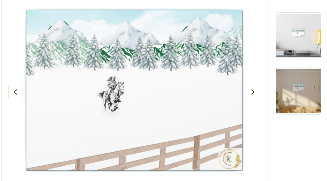 Winter Horse and the solo rider Canvas Print - Image 2