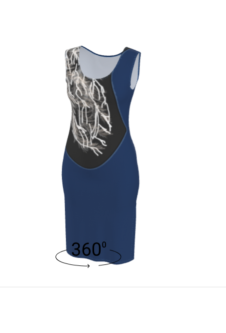 New!! Solange Silky Blue Bird Jersey Dress (Made in UK)