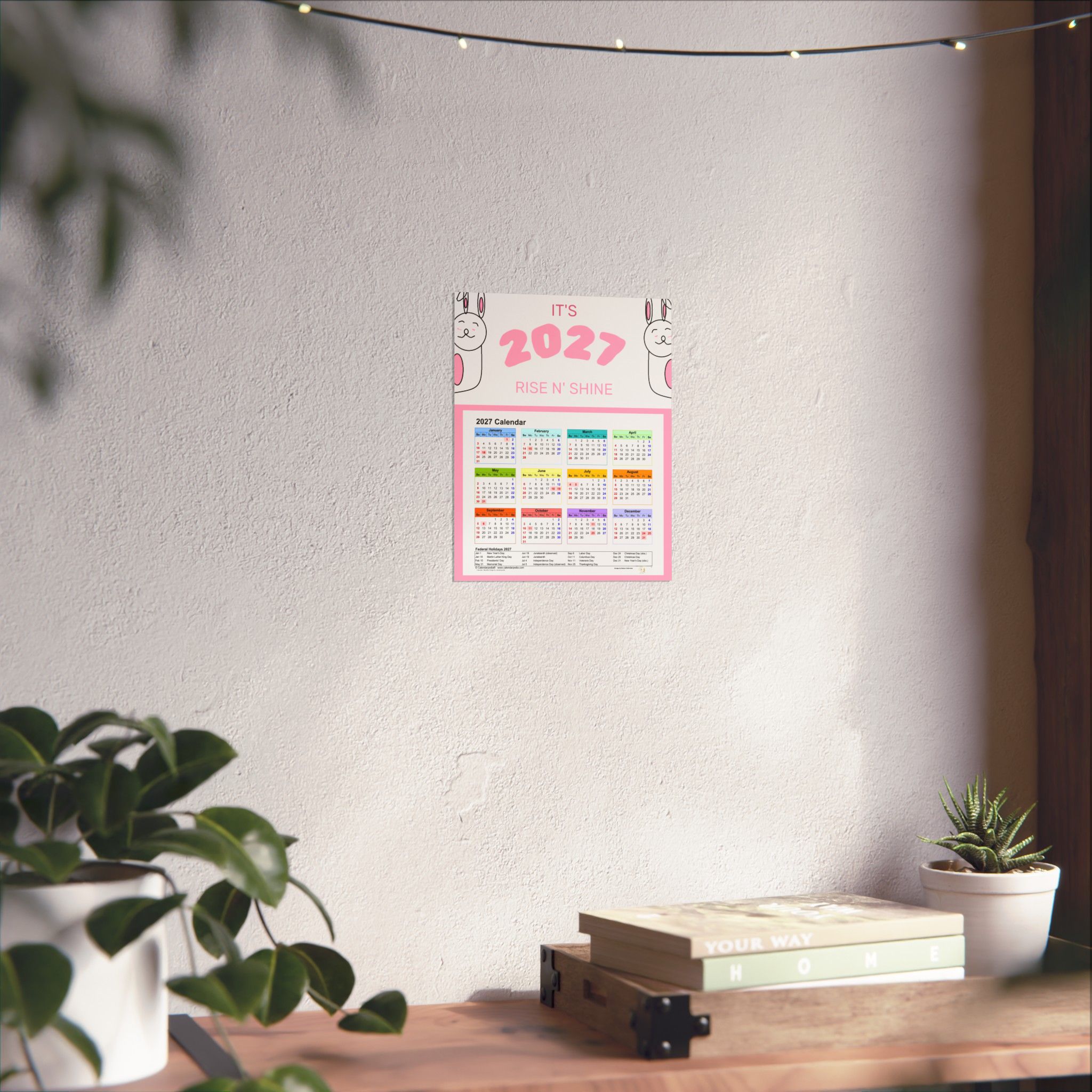 Rise & Shine - Pink Easter Bunnies 2027 Calendar Poster - Image 4