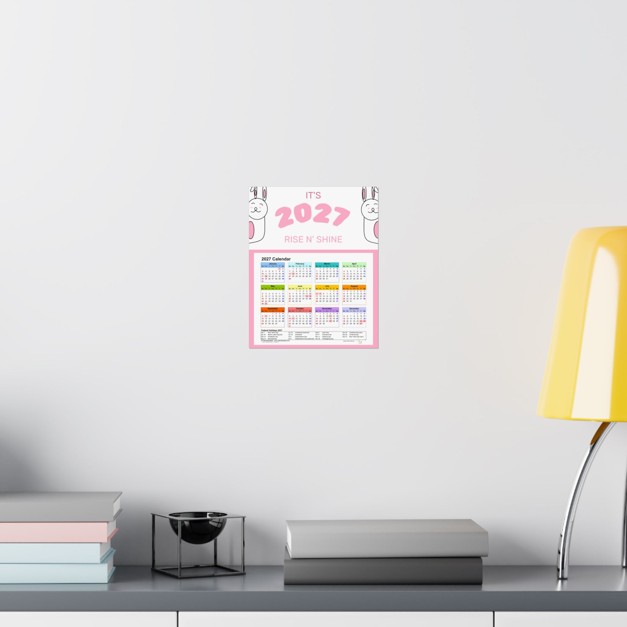 Rise & Shine - Pink Easter Bunnies 2027 Calendar Poster - Image 5